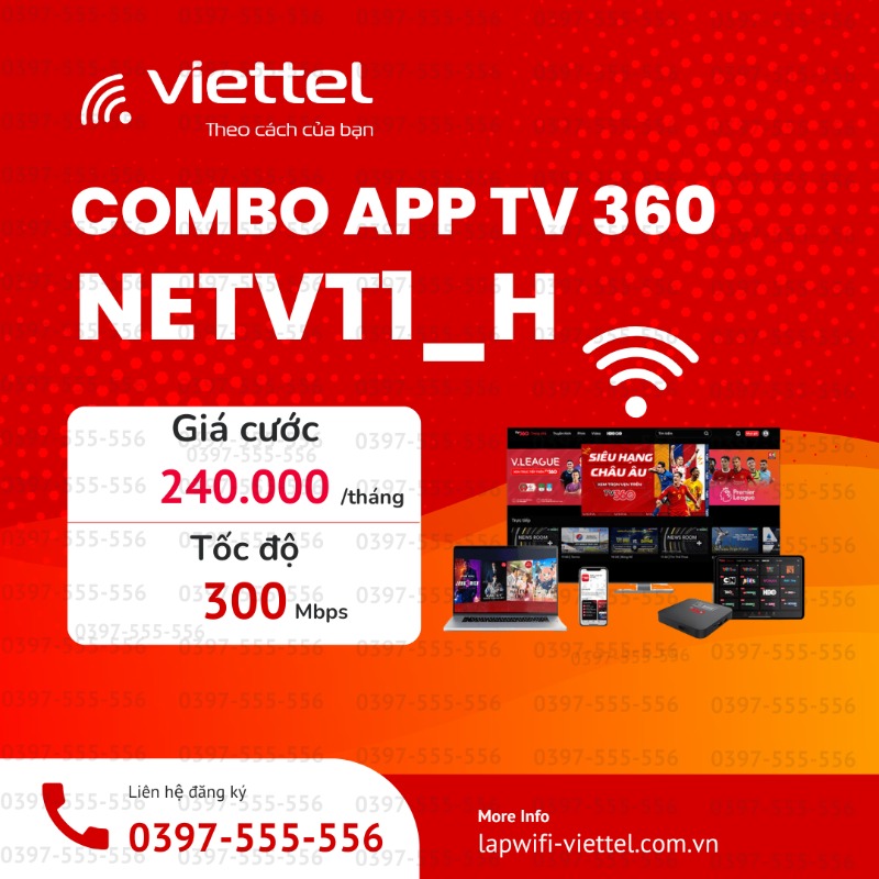 GÓI CƯỚC COMBO NETVT1_H + APP TV360 240.000đ/tháng